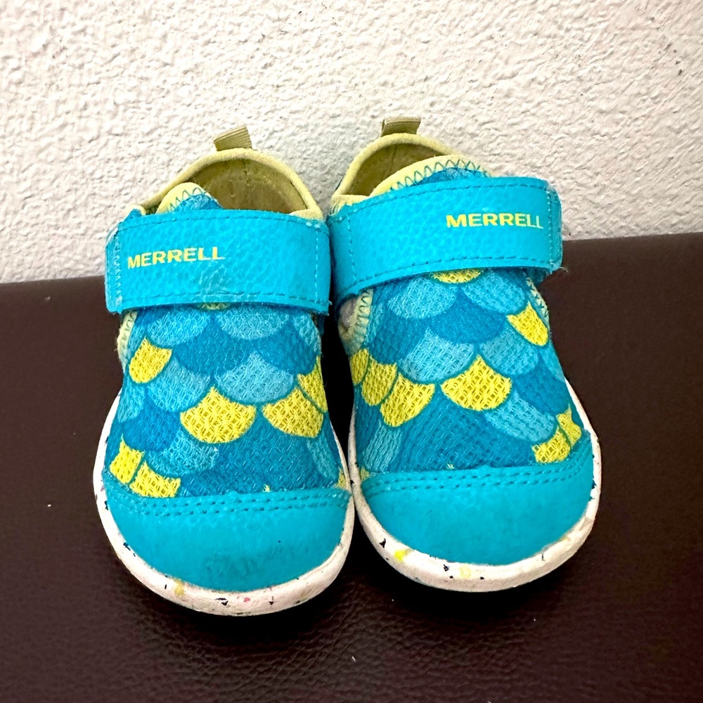 Merrell Bare Steps H20 Water Shoe, Turquoise/Lime, 5 US Unisex Little